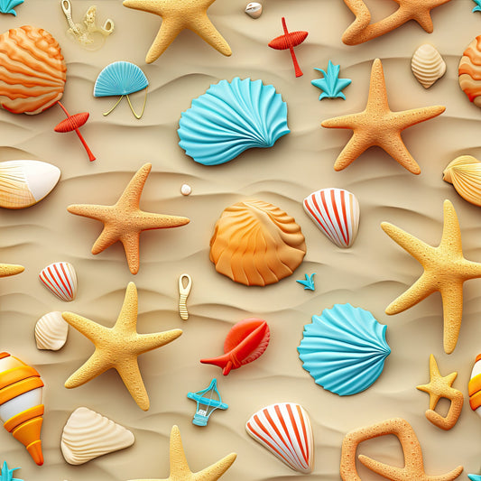Beach Life Pattern 4 Quilting Cotton Fabric