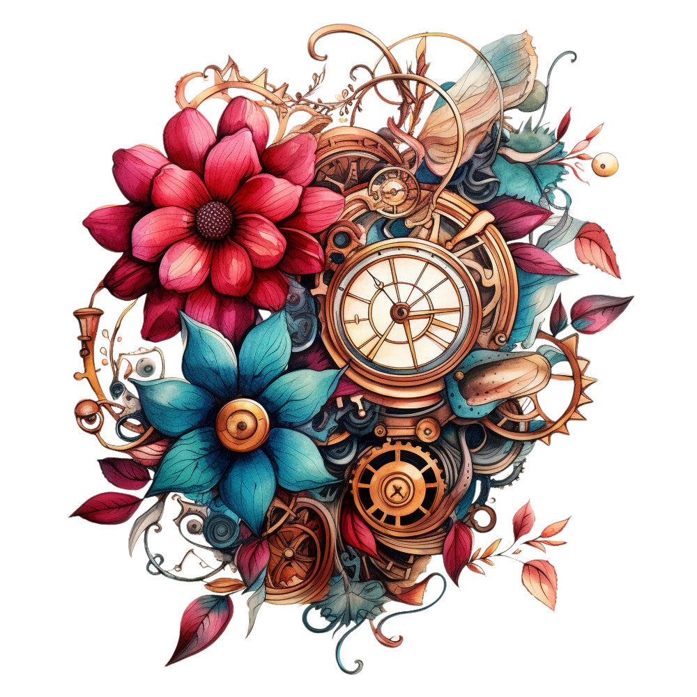 Floral Steampunk Fabric Panel 5