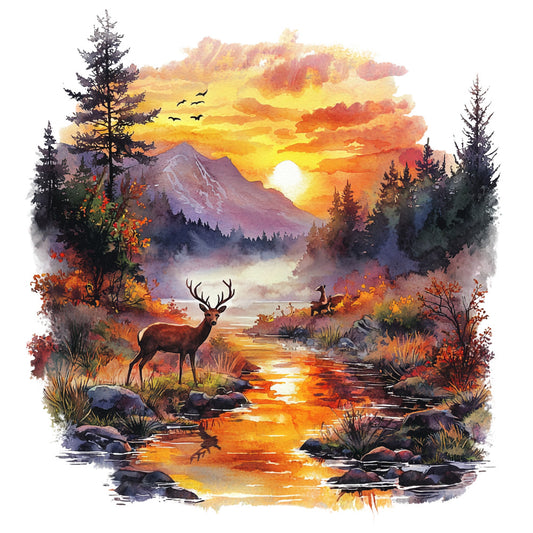 Deer in Nature Fabric Panel 23
