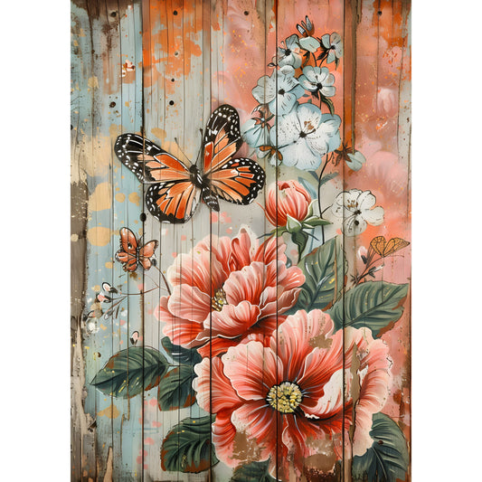Rustic Butterfly Wall Art Fabric Panel 8