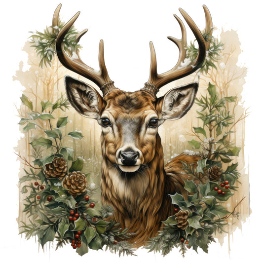 Vintage Deer Head Fabric Panel 15