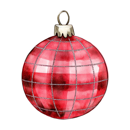 Watercolor Christmas Ornaments Fabric Panel 19