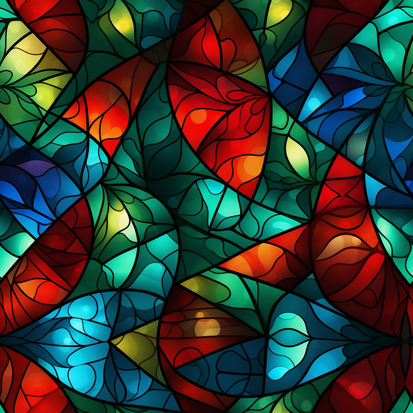 Stained Glass Christmas Pattern 16 Quilting Cotton Fabric