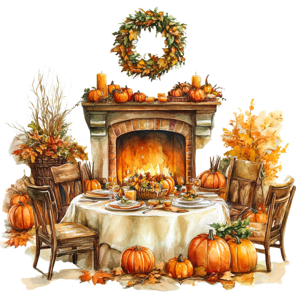 Watercolor Thanksgiving Fabric Panel 28