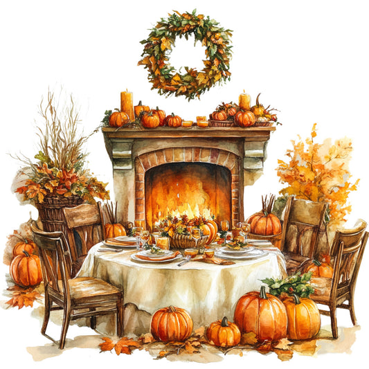 Watercolor Thanksgiving Fabric Panel 28