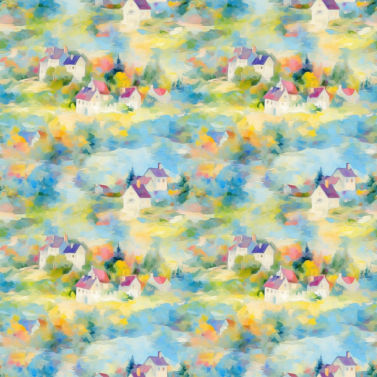 Impressionist Seaside Pattern 1 Minky Fabric