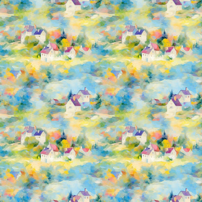 Impressionist Seaside Pattern 1 Minky Fabric
