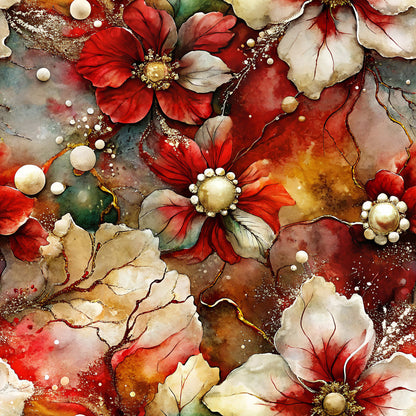 Gilded Poinsettia Reverie Pattern 9 Minky Fabric