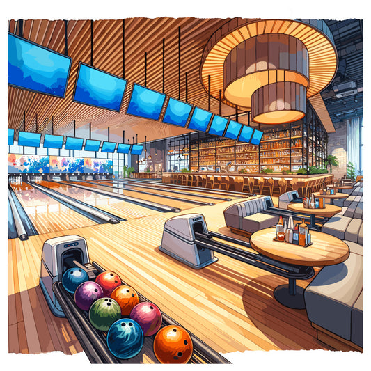 Watercolor Bowling Fabric Panel 14