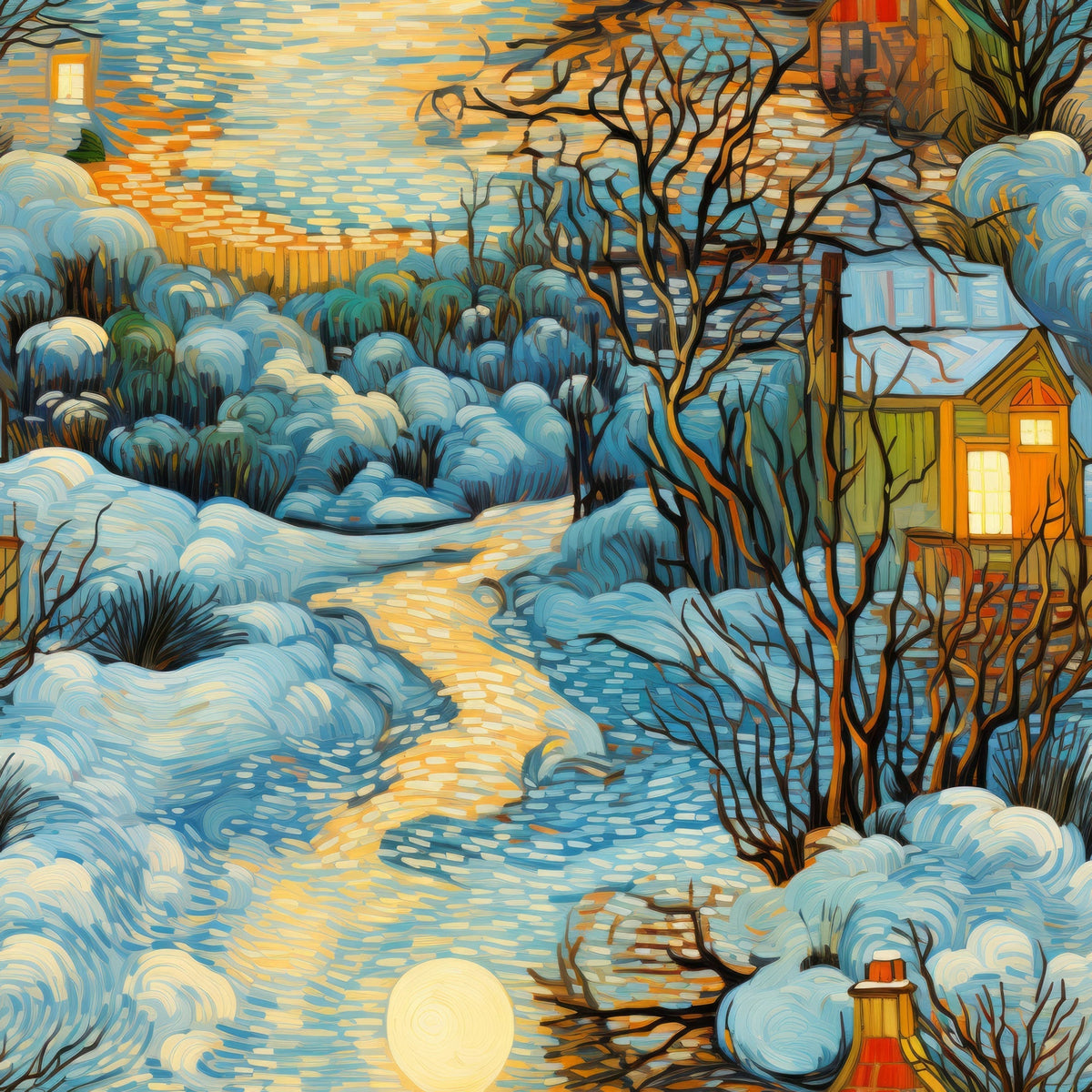Golden Snowfall Pattern 4 Minky Fabric