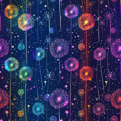 Midnight Dandelions Pattern 3 Quilting Cotton Fabric