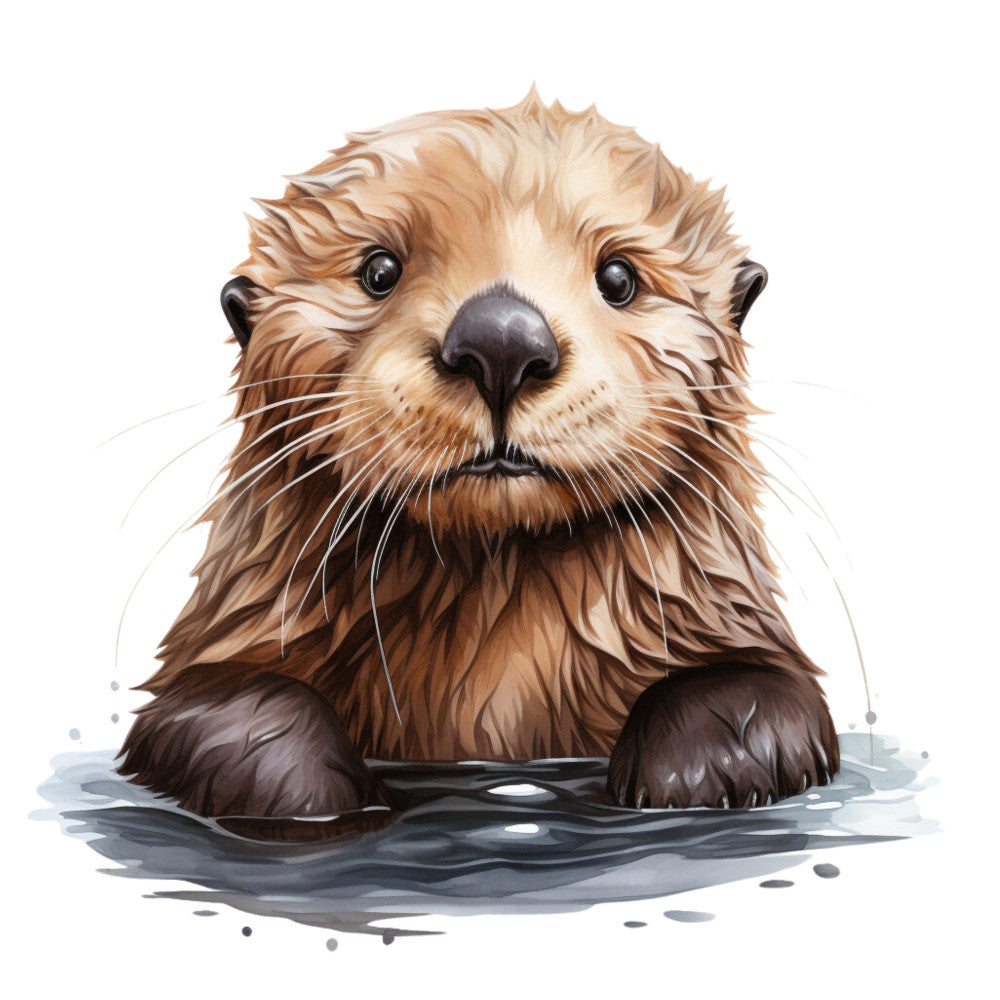 otter, aquatic animals, wildlife, water animals, brown, tan, cream, white, charcoal, cute animals, whimsical, nature-inspired, animal portrait, river life, woodland, semi-aquatic, children's, playful, illustration style, adorable, furry friends, realistic animals, detailed illustration, water scene, nature theme, kids fabric, nursery, animal lovers, cozy, charming