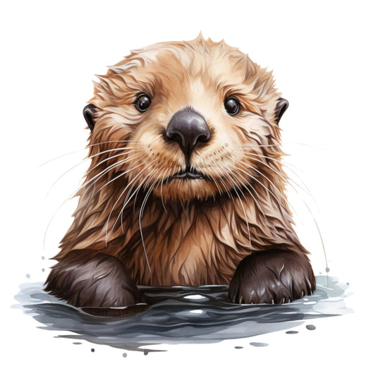 otter, aquatic animals, wildlife, water animals, brown, tan, cream, white, charcoal, cute animals, whimsical, nature-inspired, animal portrait, river life, woodland, semi-aquatic, children's, playful, illustration style, adorable, furry friends, realistic animals, detailed illustration, water scene, nature theme, kids fabric, nursery, animal lovers, cozy, charming