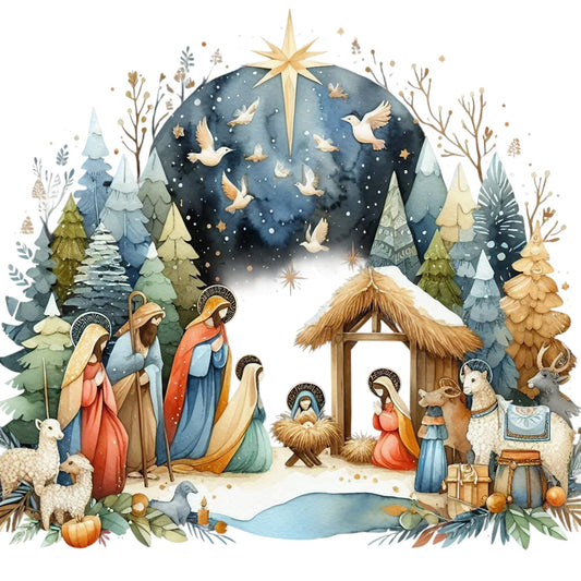 Detailed Christmas Nativity Scene Fabric Panel 15