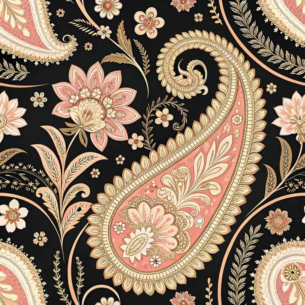 Midnight Paisley Garden Pattern 19 Minky Fabric