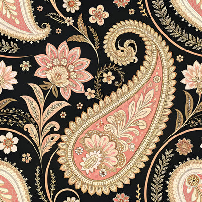 Midnight Paisley Garden Pattern 19 Minky Fabric