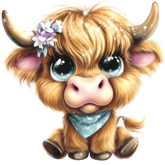 Adorable Highland Cows Fabric Panel 33
