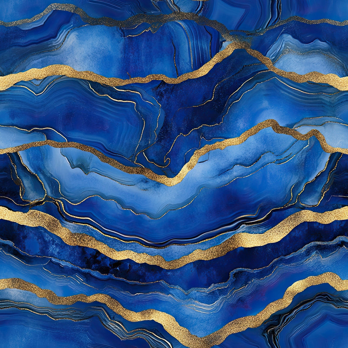Royal Blue and Gold Agate Pattern 9 Minky Fabric