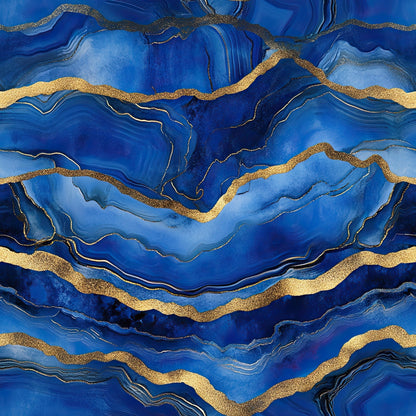 Royal Blue and Gold Agate Pattern 9 Minky Fabric