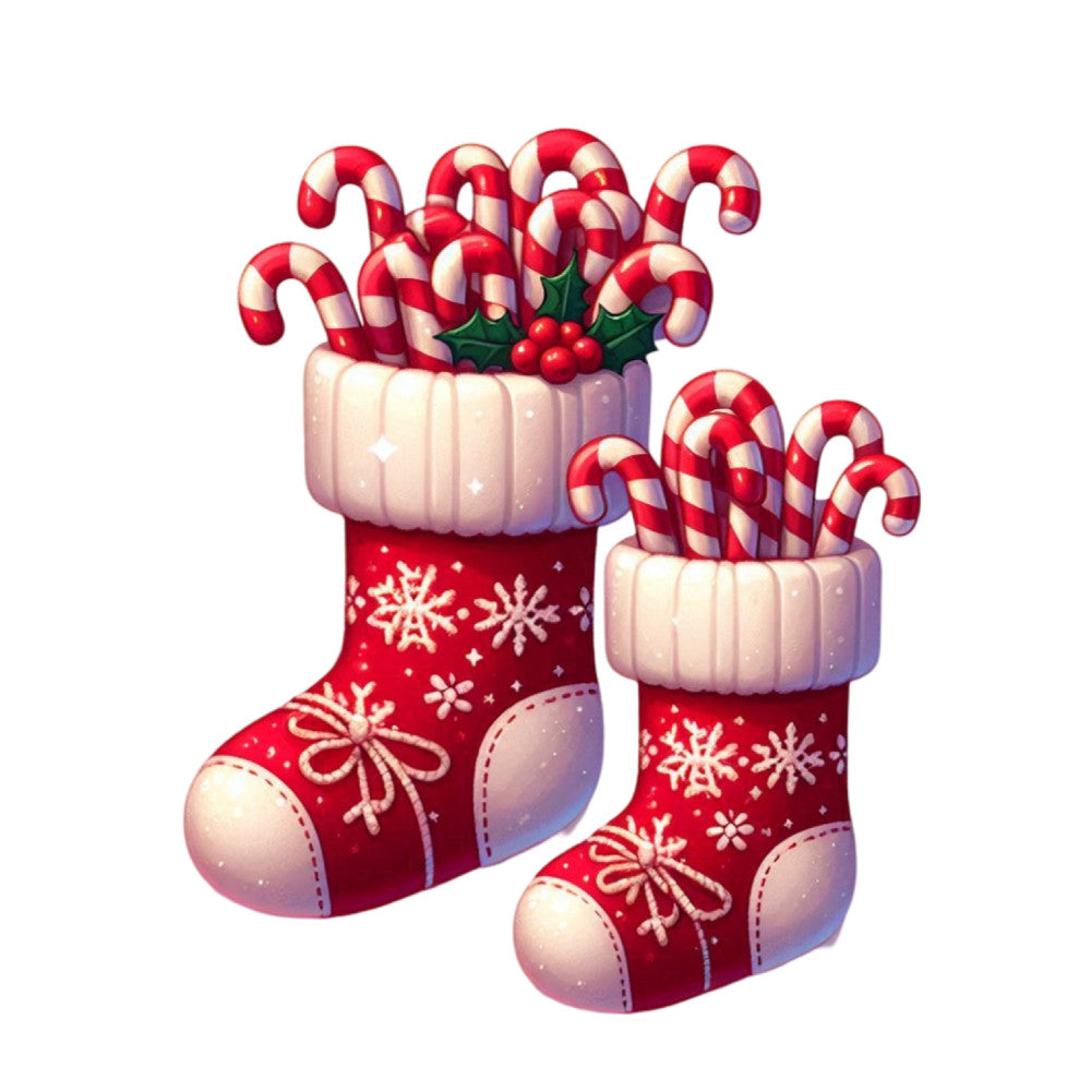 Christmas Stockings and Candy Canes Fabric Panel 16