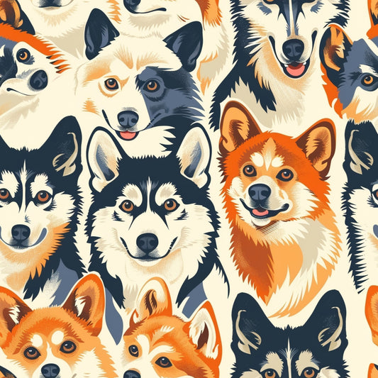 Dog Heads Pattern 11 Quilting Cotton Fabric