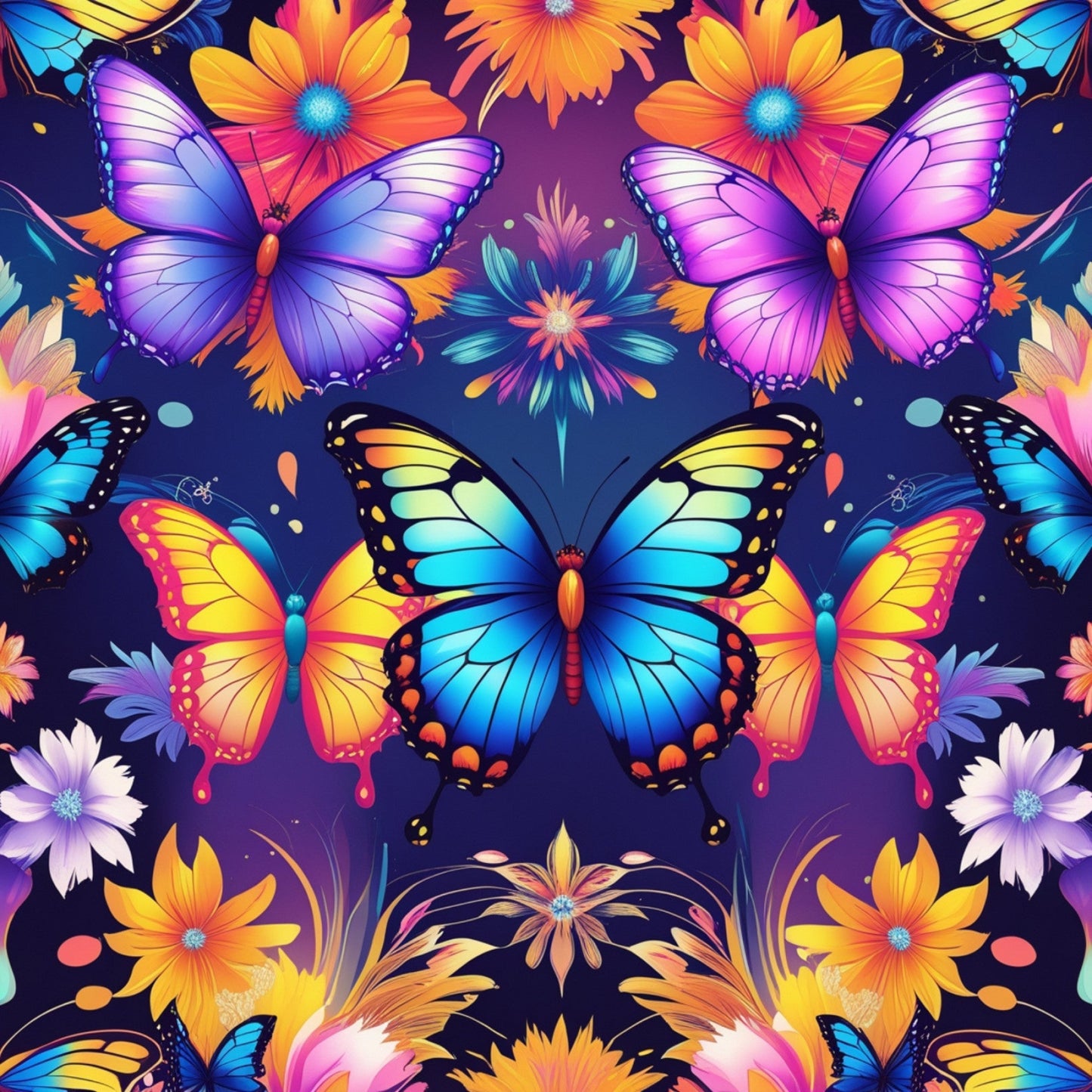 Fantasy Butterflies Pattern 4 Quilting Cotton Fabric