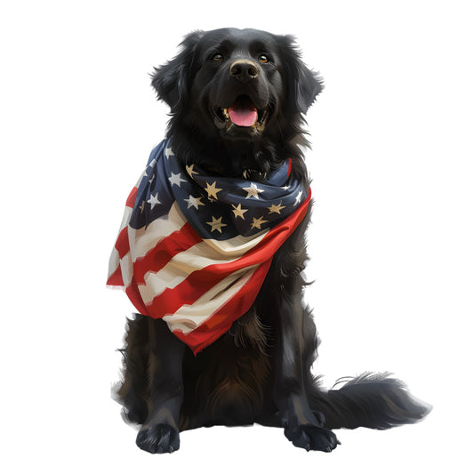 Dogs with American Flag Fabric Panel 24