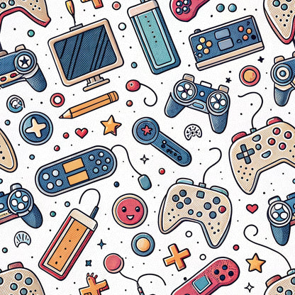 Joystick Doodles Pattern 4 Minky Fabric