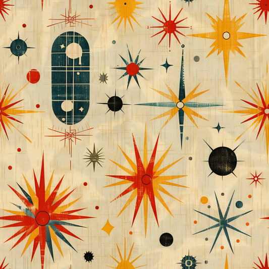 Retro Starburst Pattern 16 Quilting Cotton Fabric