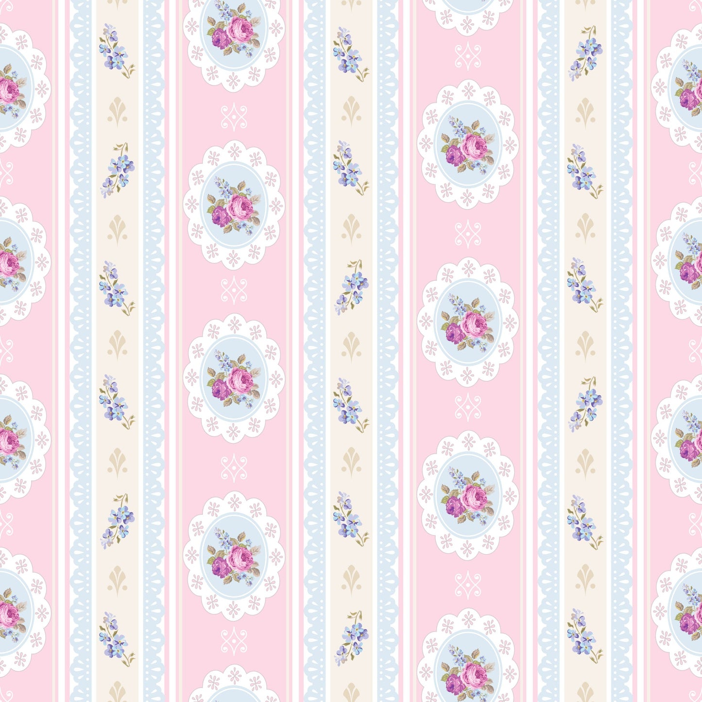 Pink Tea Party Pattern 12 Quilting Cotton Fabric