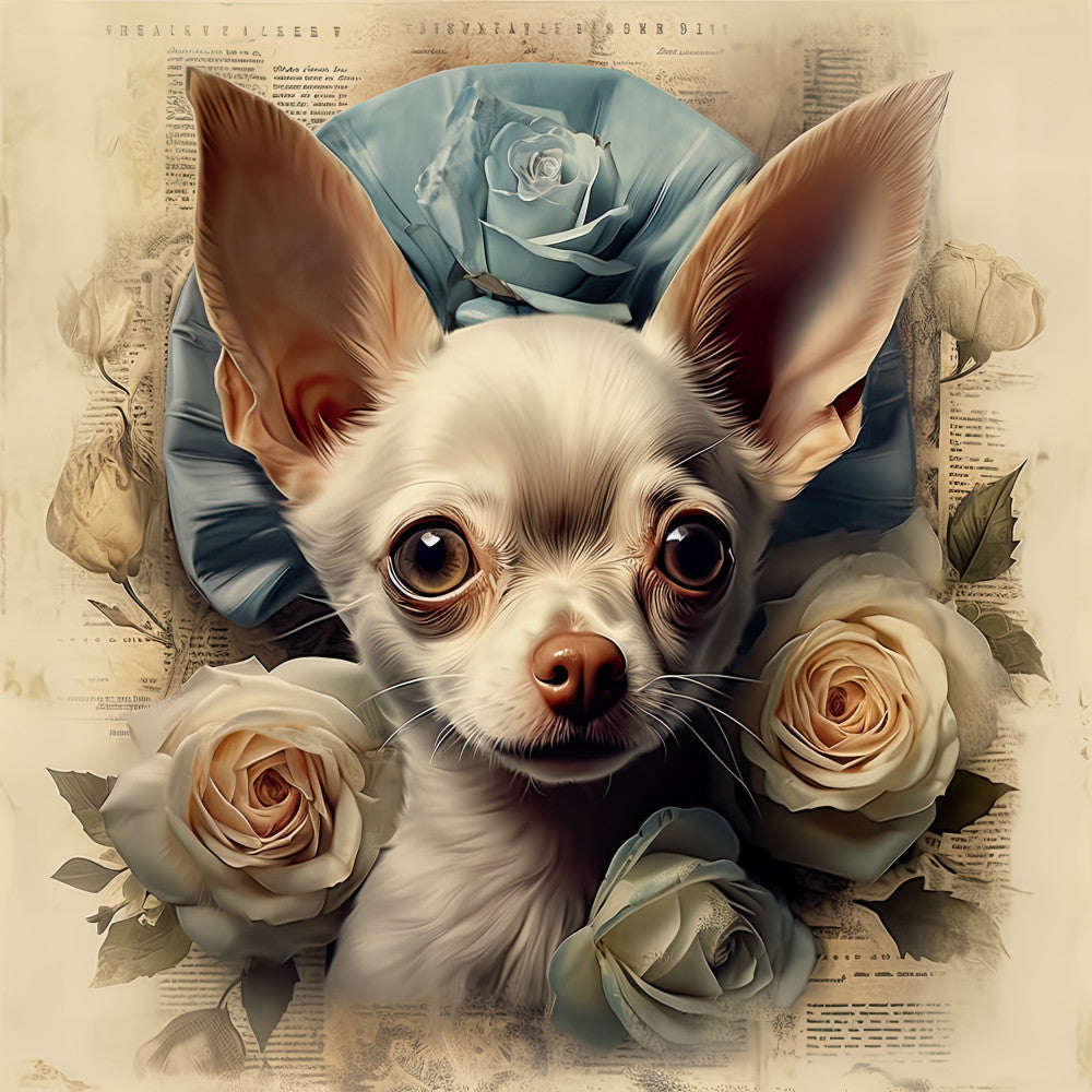 Dog Ephemera Art Fabric Panel 5