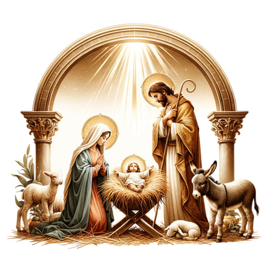 Golden Nativity Fabric Panel 1