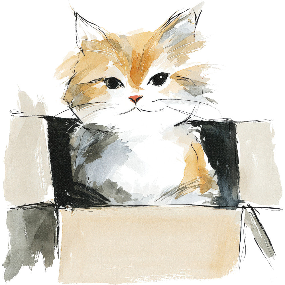 Handdrawn Christmas Cats Fabric Panel 48