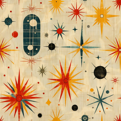 Midcentury Cosmos Pattern 16 Minky Fabric