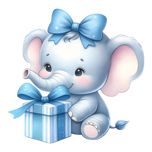 Baby Boy Elephant Fabric Panel 35