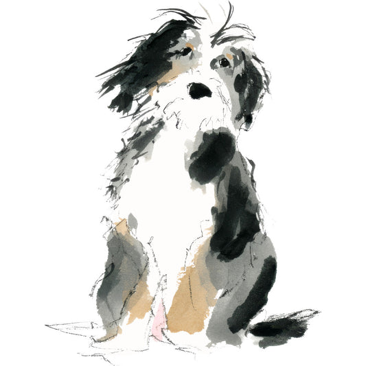 Handdrawn Doodle Dog Fabric Panel 34