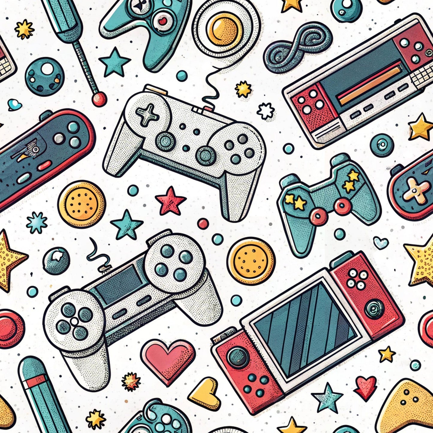 Modern Gamer Controllers Pattern 6 Quilting Cotton Fabric