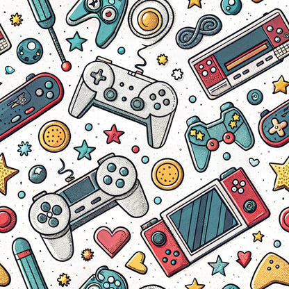 Modern Gamer Controllers Pattern 6 Quilting Cotton Fabric