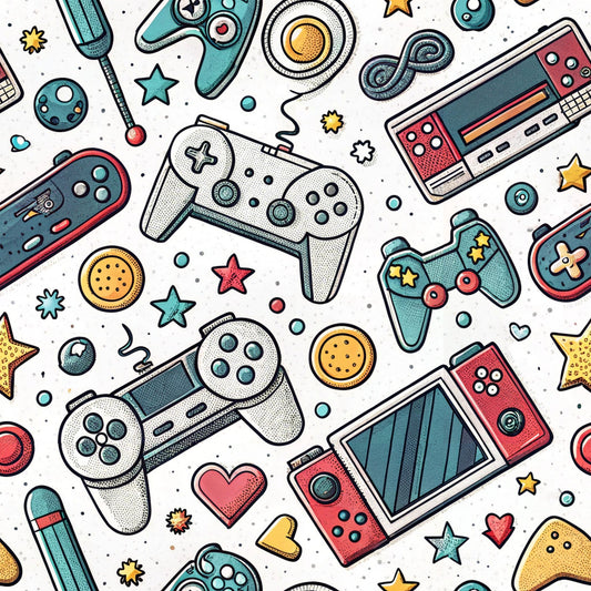 Modern Gamer Controllers Pattern 6 Quilting Cotton Fabric