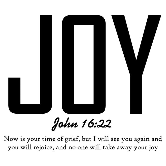 black, white, fabric panel, biblical verse, john 16:22, religious theme, christian, spiritual, minimalist design, text design, quilting cotton, craft fabric, inspirational message, grief comfort, joy theme, scripture verse, monochrome, clean layout, faith based, sewing material
