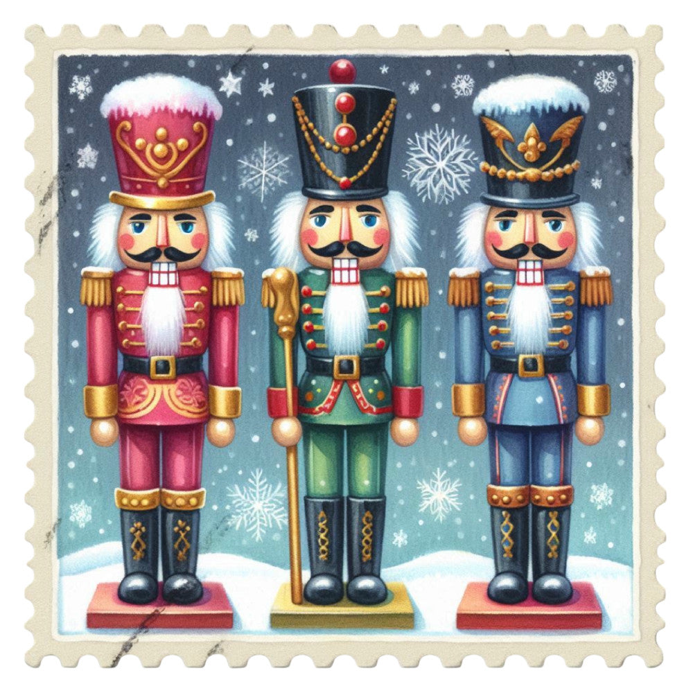 Nutcracker Postage Stamps Fabric Panel 25