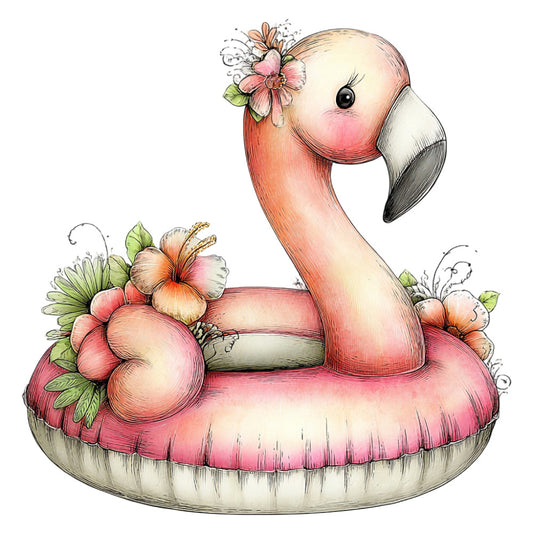 flamingo, coral pink, peachy pink, cream, soft pink, dusty rose, floral, flowers, whimsical, nature, animals, birds, tropical, spring, summer, feminine, sweet, adorable, children's, baby, playful, botanical, florals, leaves, decorative, nursery, wall hanging, girl's room, cute, illustration style