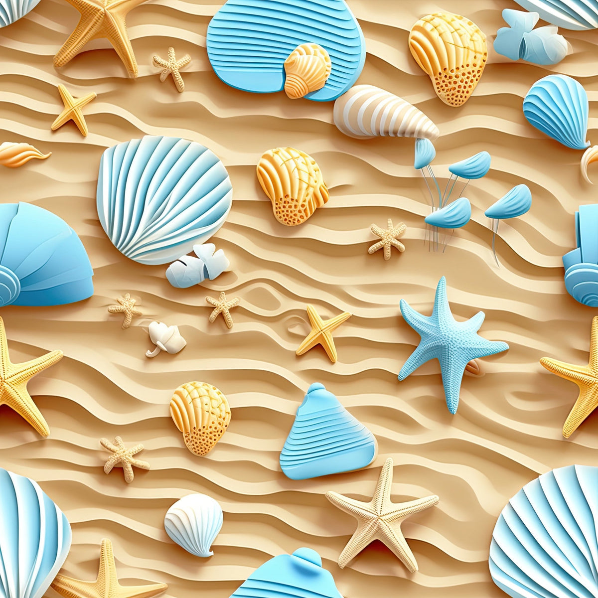 Seashell Shores Pattern 2 Minky Fabric