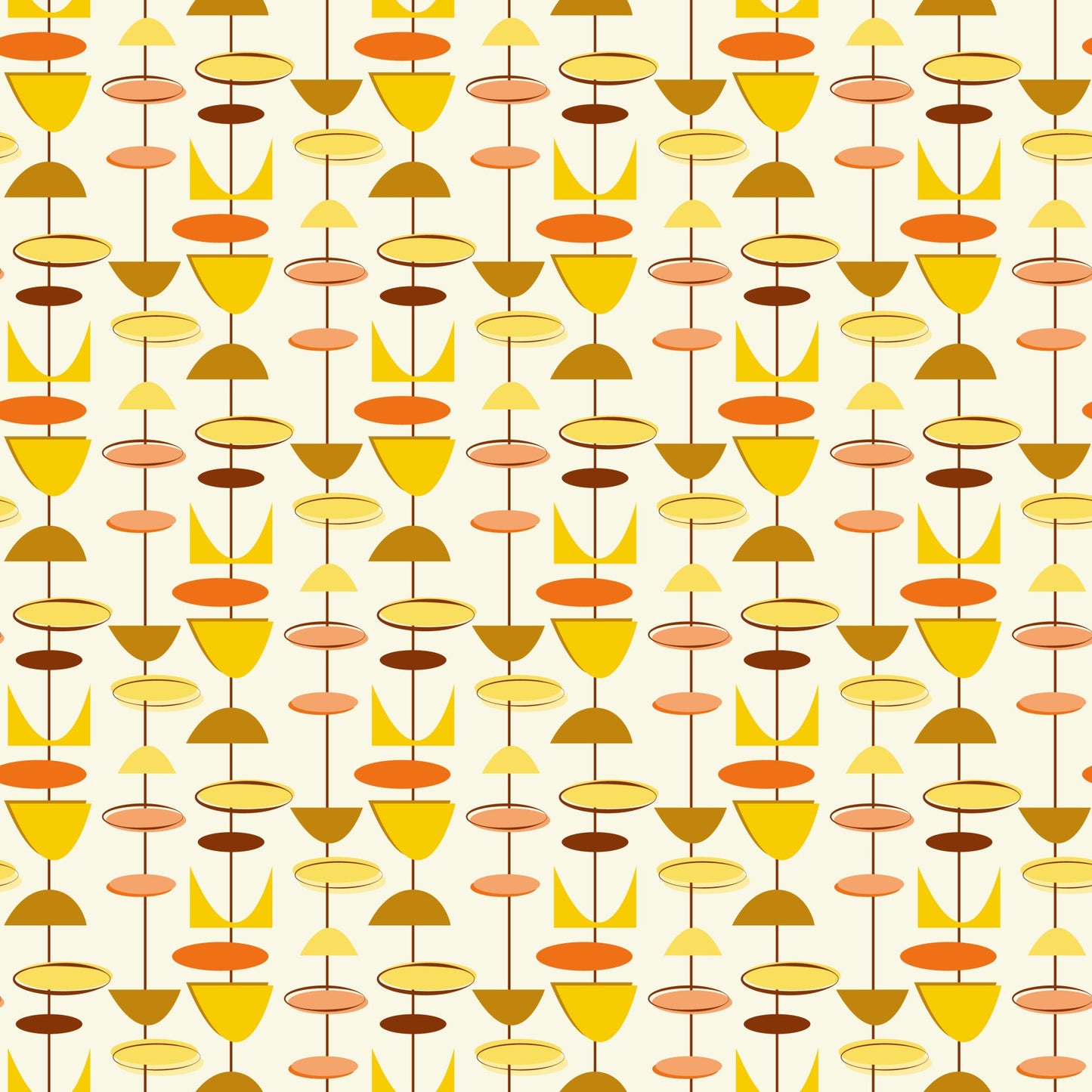 Mid-Century Modern Red and Orange Pattern 6 Quilting Cotton Fabric