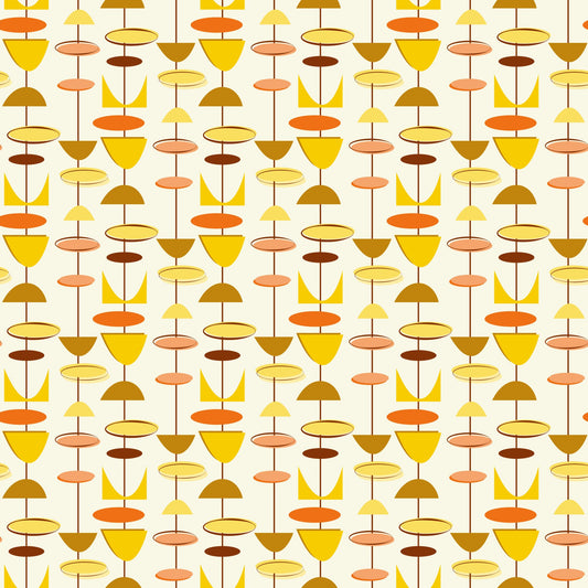 Mid-Century Modern Red and Orange Pattern 6 Quilting Cotton Fabric