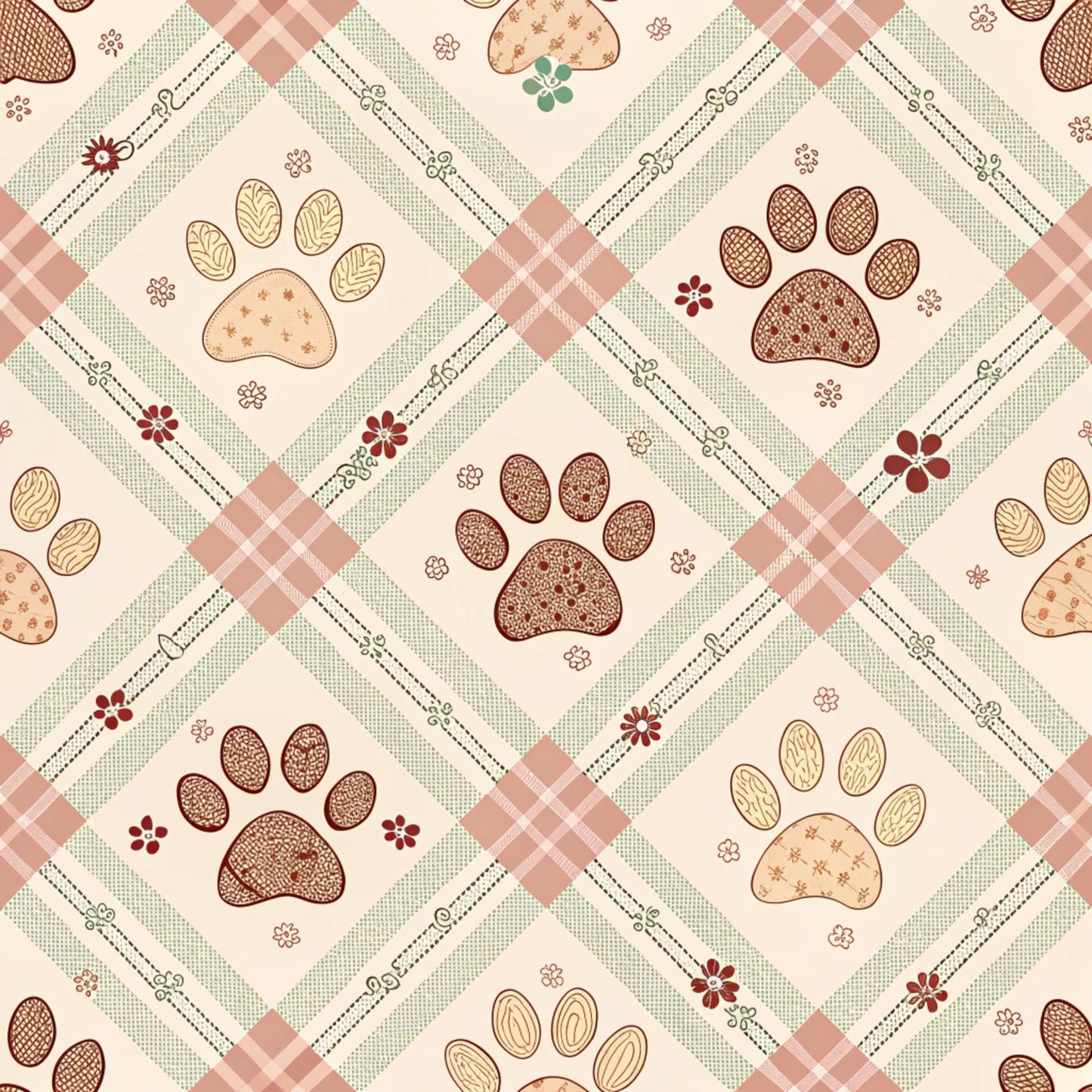 Dog Paws Pattern 15 Quilting Cotton Fabric