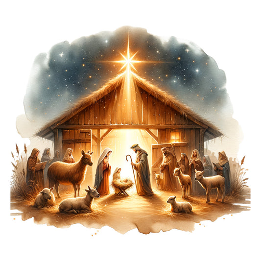Golden Nativity Fabric Panel 8