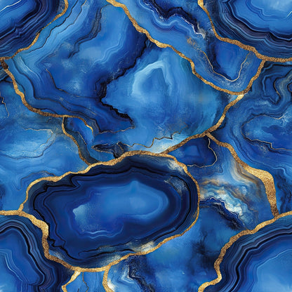 Royal Blue and Gold Agate Pattern 18 Minky Fabric