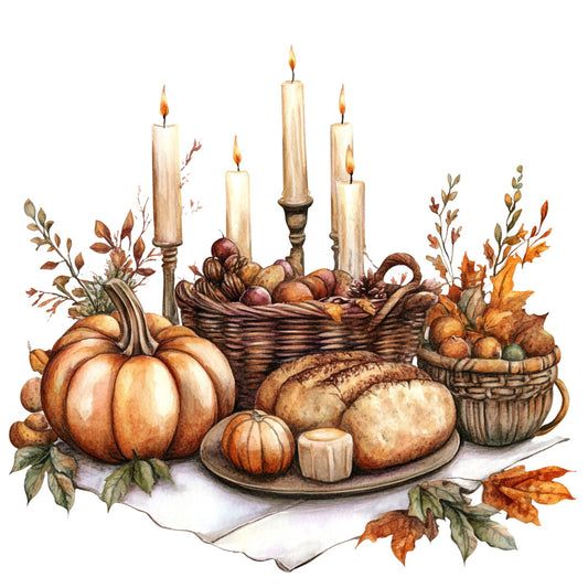 Watercolor Thanksgiving Fabric Panel 18