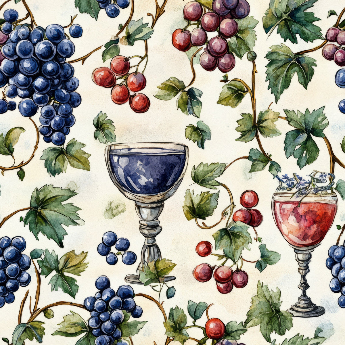 Grapes and Goblets Pattern 2 Minky Fabric